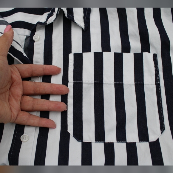 A New Day Navy & White Striped Shirt Dress – Size M - Picture 9 of 9